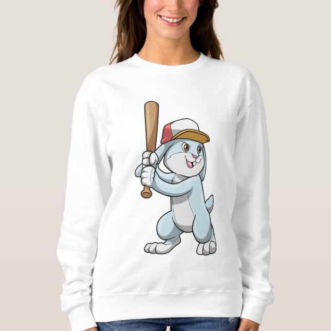 Kaninchen im Baseball mit Baseballschläger Sweatshirt (Vorderseite)