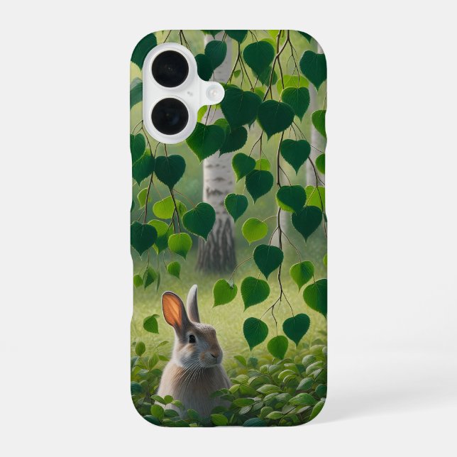 Kaninchen im Birkenwald iPhone-Hülle Slim iPhone 16 Hülle (Rückseite)