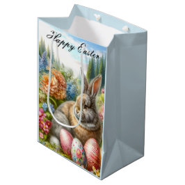 Kaninchen im Blumengarten Ostergeschenktasche Mittlere Geschenktüte