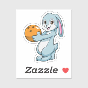 Kaninchen im Bowling mit Bowlingball Aufkleber