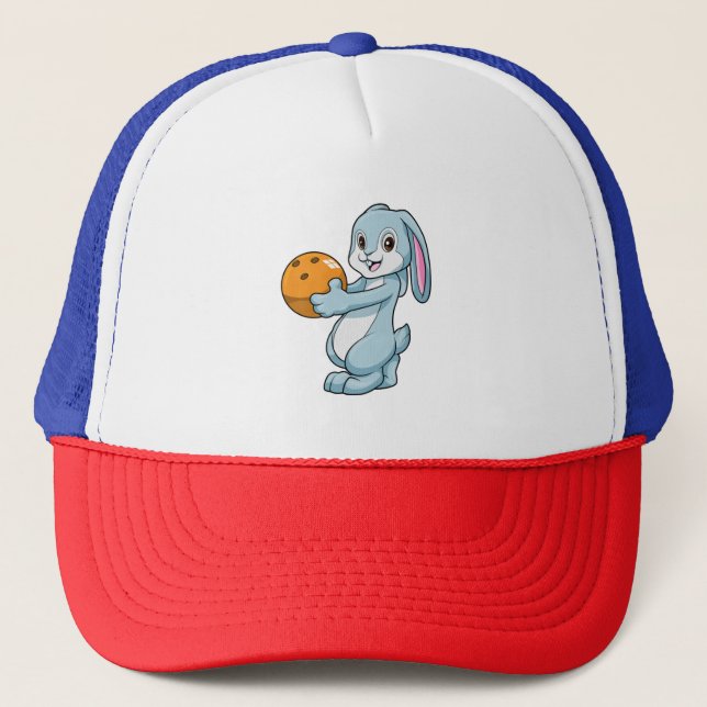 Kaninchen im Bowling mit Bowlingball Truckerkappe (Vorderseite)