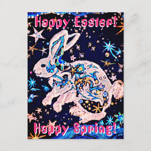 Kaninchen im Himmel mit Sternen Postkarte (Vorderseite)