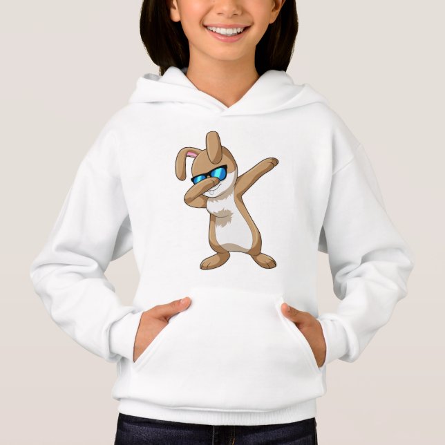 Kaninchen im Hip Hop Dance Dab Hoodie (Vorderseite)