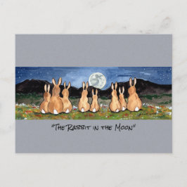Kaninchen im Mond Whimsical Watercolor Art Postkarte