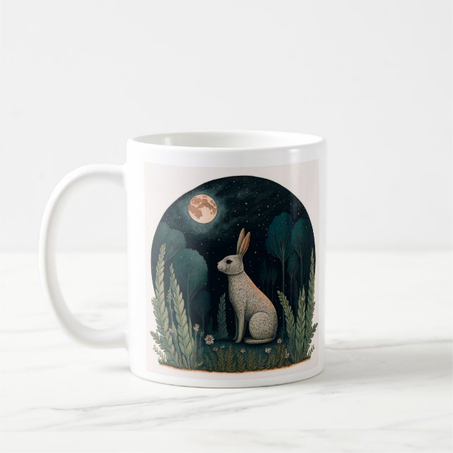 Kaninchen im Mondlicht Kaffeetasse (Links)
