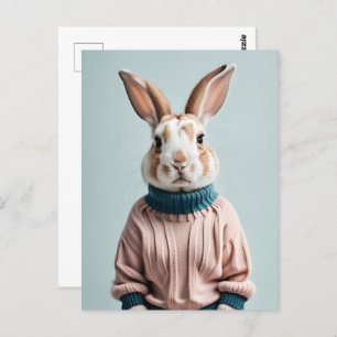 Kaninchen im Pullover, Postüberquerung Postkarte