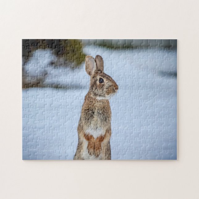 Kaninchen im Schnee Puzzle (Horizontal)
