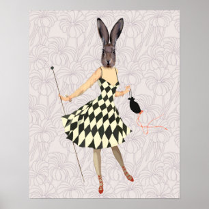Kaninchen im Schwarz-weißen Kleid Poster