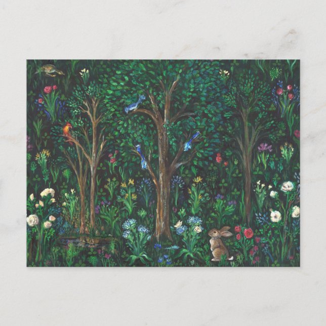 "Kaninchen im Wald." (Vollbild) Postkarte (Vorderseite)