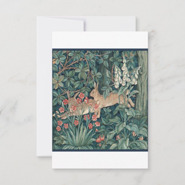 Kaninchen im Wald - William Morris Save The Date (Vorderseite)