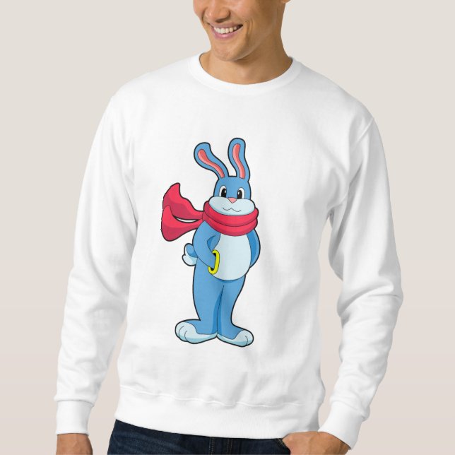 Kaninchen im Winter mit Scarf Sweatshirt (Vorderseite)