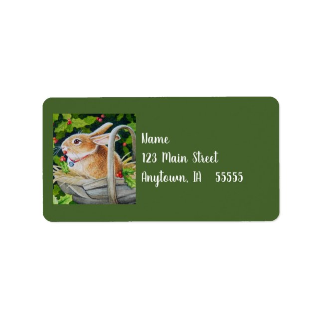 Kaninchen in Basketball mit Holly Sprigs Wasserfar Adressaufkleber (Vorne)