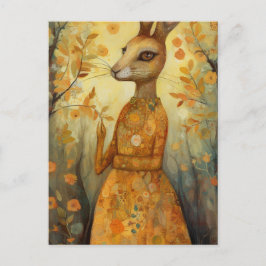 Kaninchen in Blumenkleid Postkarte