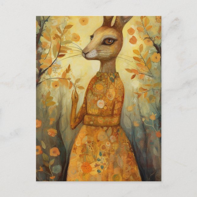 Kaninchen in Blumenkleid Postkarte (Vorderseite)