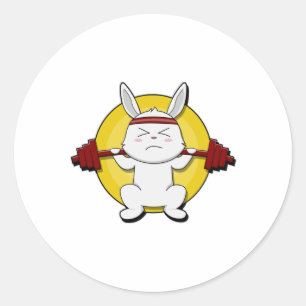 Kaninchen in Bodybuilding mit Barbell Runder Aufkleber