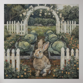 Kaninchen in Cabbage Pflaster Ostergedanken Poster