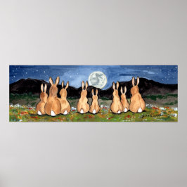 Kaninchen in der Moon Bunny Family Moon Poster Nav
