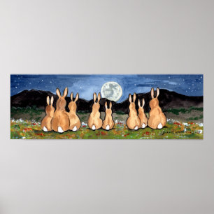 Kaninchen in der Moon Bunny Family Moon Poster Nav