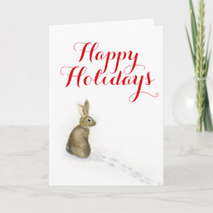 Kaninchen in der Schneekunst Weihnachtskarte Feiertagskarte