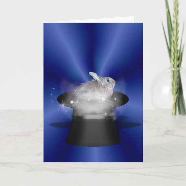 Kaninchen in der Zauberhut Karte (Vorderseite)