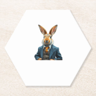 Kaninchen in einem Anzug - Vintages Osterhasen - S Untersetzer