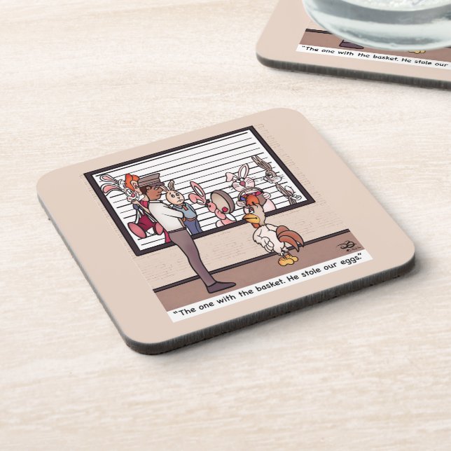 Kaninchen in einem festen Kunststoff Getränkeuntersetzer (Linke Seite)