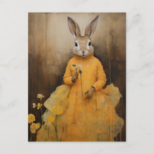 Kaninchen in einem gelben Kleid Postkarte