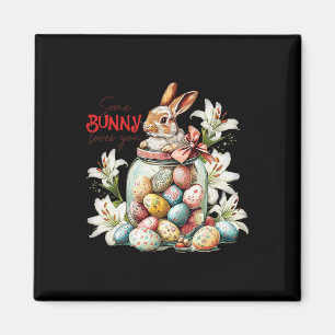 Kaninchen in einem Glas - Farbige Vintage-Ostern Magnet