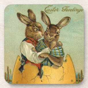 Kaninchen in einem goldenen Ei, vintage viktoriani Getränkeuntersetzer