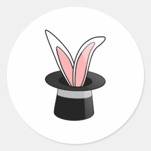 Kaninchen in einem Hat-Magic-Trick Runder Aufkleber