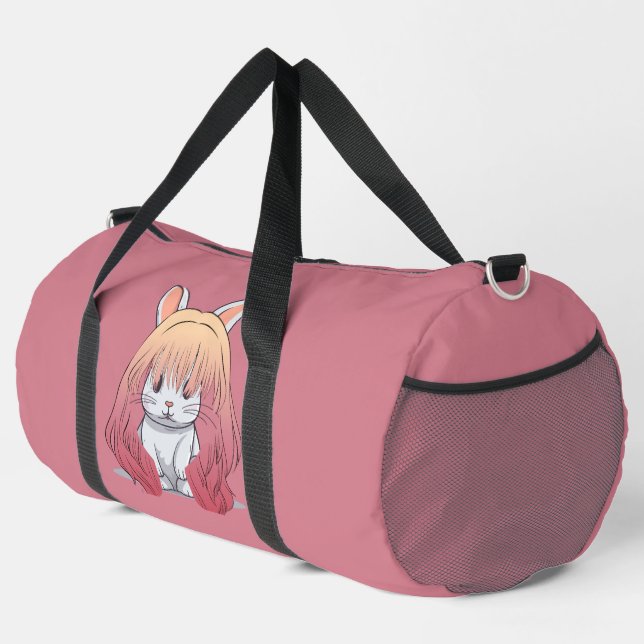 Kaninchen in einer Perücke groß Duffle Bag (Rechte Ecke)