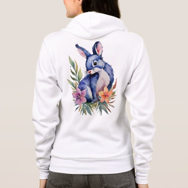 Kaninchen in floraler Patch-Kunst, stylisches Unis Hoodie (Rückseite)