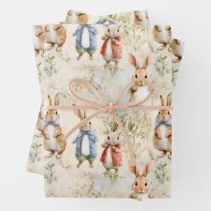 Kaninchen in Jacken Geschenkpapier Set