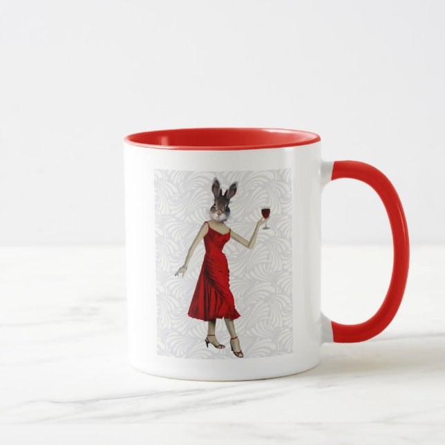Kaninchen in Rotem Kleid 2 Tasse (Rechts)
