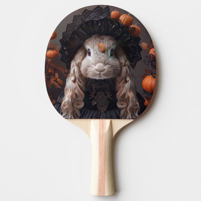 Kaninchen in schwarz-mittelalterlichen Kostümen Tischtennis Schläger (Vorderseite)