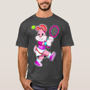 Kaninchen in Tennis mit Tennisschläger Tennisball T-Shirt