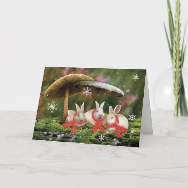 Kaninchen in Wonderland Holiday Card Feiertagskarte (Vorderseite)