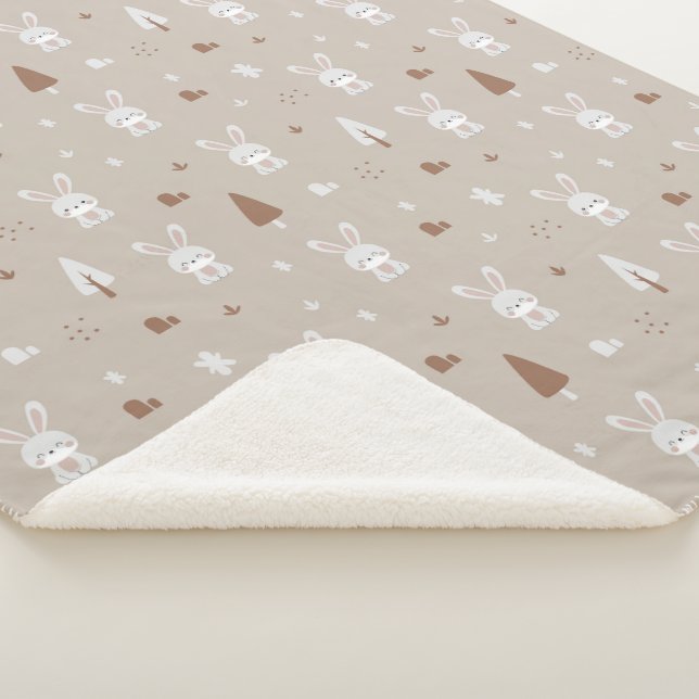 Kaninchen Kids Pattern Sherpa Blanket Sherpadecke (3/4)
