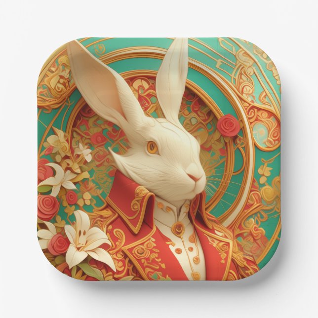 Kaninchen-Königliche Kleiderordnung Pappteller (Vorderseite)