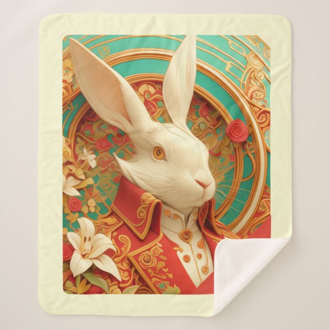Kaninchen Königlicher Kleiderordnung Sherpa Blanke Sherpadecke (Vorderseite)