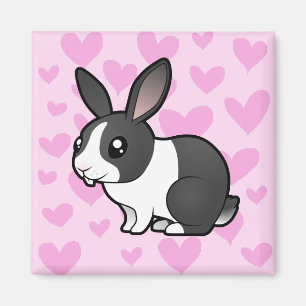 Kaninchen Liebe (Fluff Ohr glattes Haar) Magnet