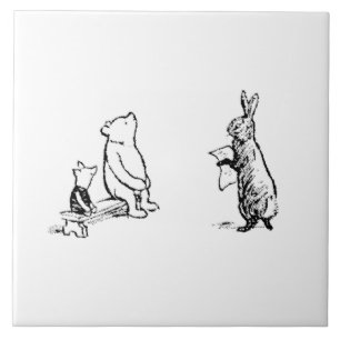 Kaninchen liest Pooh und Piglet vor  Fliese
