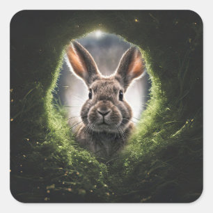 Kaninchen Loch Bunny Cute  Quadratischer Aufkleber