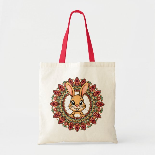 Kaninchen-Mandala  Tragetasche (Vorne)