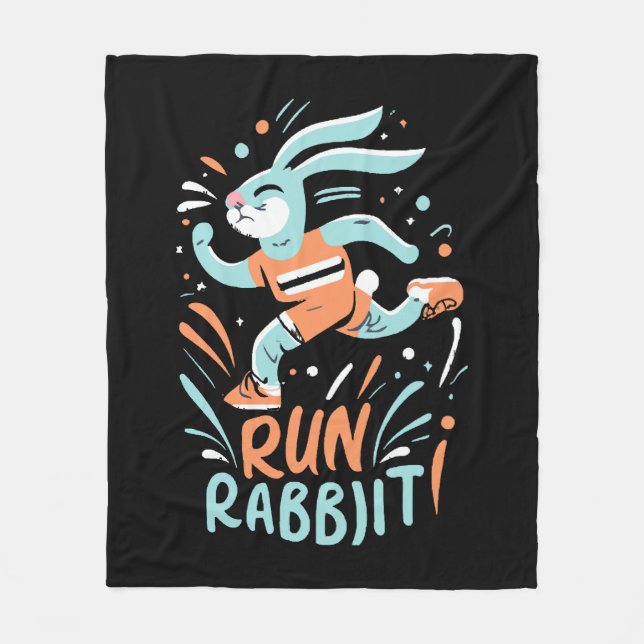 Kaninchen-Marathonläufer niedlich Fleecedecke (Vorderseite)