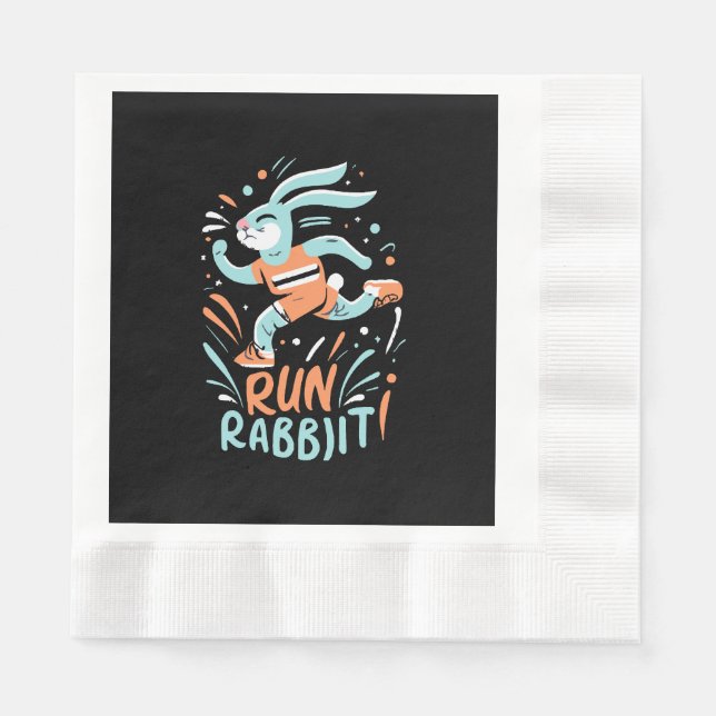 Kaninchen-Marathonläufer niedlich Serviette (Vorderseite)
