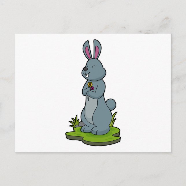 Kaninchen mit Blume Postkarte (Vorderseite)