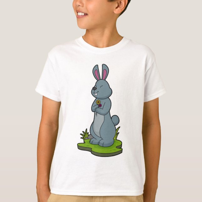 Kaninchen mit Blume T-Shirt (Vorderseite)