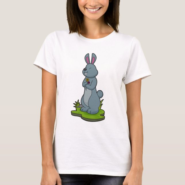 Kaninchen mit Blume T-Shirt (Vorderseite)