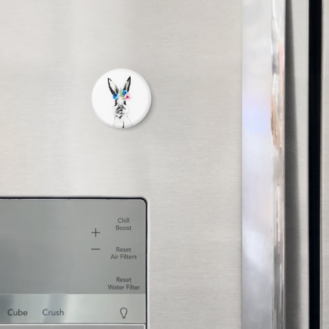 Kaninchen mit Blumen Magnet (In Situ (Kühlschrank))